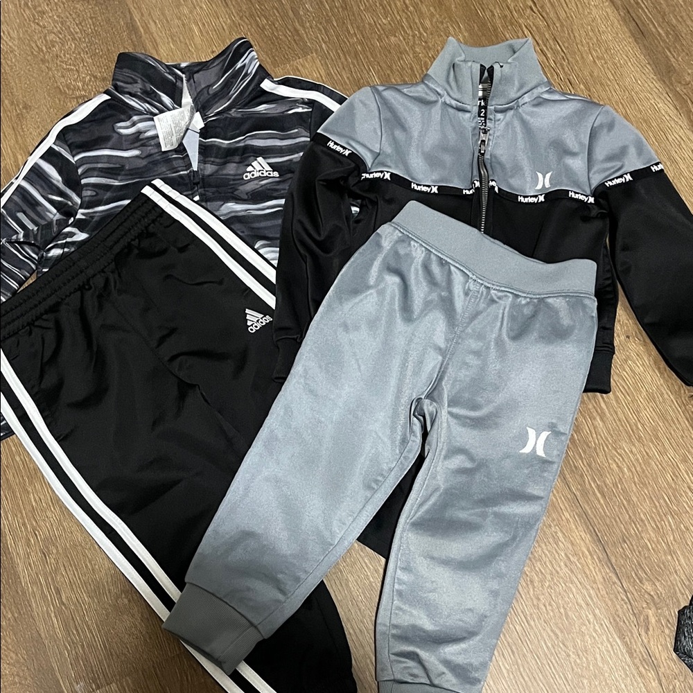 Adidas Kids Black and Gray Joggers
